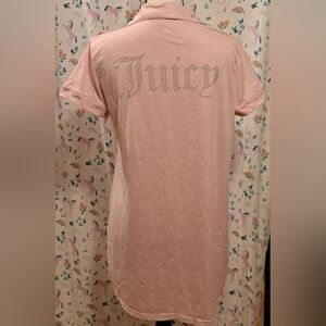 EUC Y2K Juicy Couture Pink Velour Bling Cozy Pajama Nightgown Sleep Top SZ S